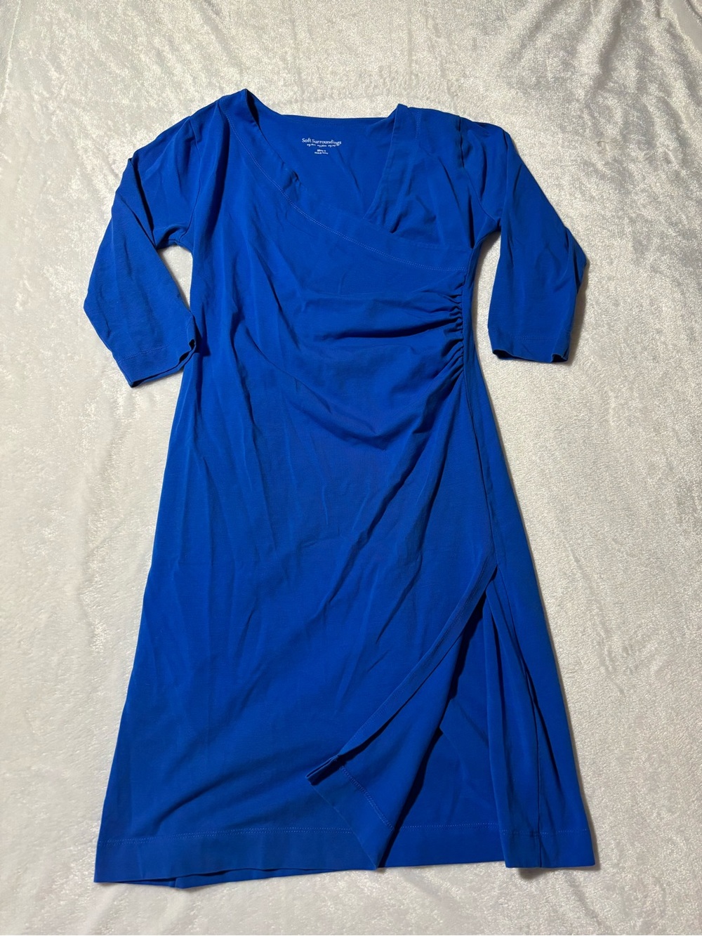 Soft Surroundings Cobalt Blue Wrap-Style Long Sleeve Dress